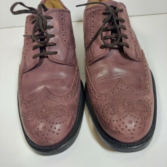 TOD'S MEN LEATHER Derby lace up SHOES 6.5 long wing tip oxford dress shoes casua - Picture 2 of 11